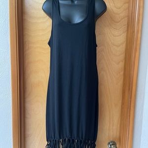 Black tank bottom fringe summer/vacation dress size large.